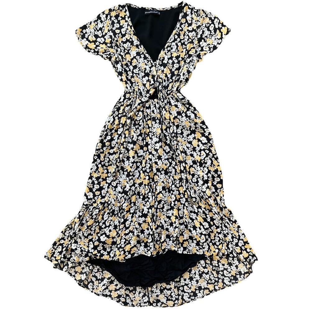 Abercrombie & Fitch Floral High-Low Flare Midi Dress Pocket Boho Bohemian XS